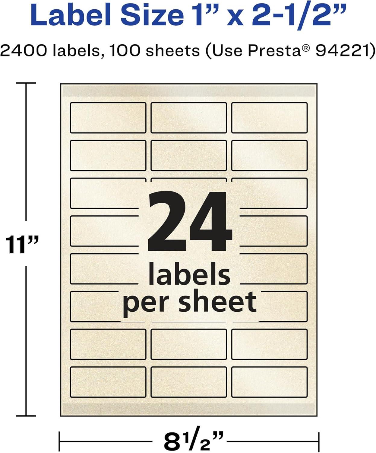 imageAvery Pearlized Ivory Rectangle Labels Sure Feed Technology 1quot x 25quot 240 Pearlized Ivory Labels LaserInkjet Printable2 400 labels
