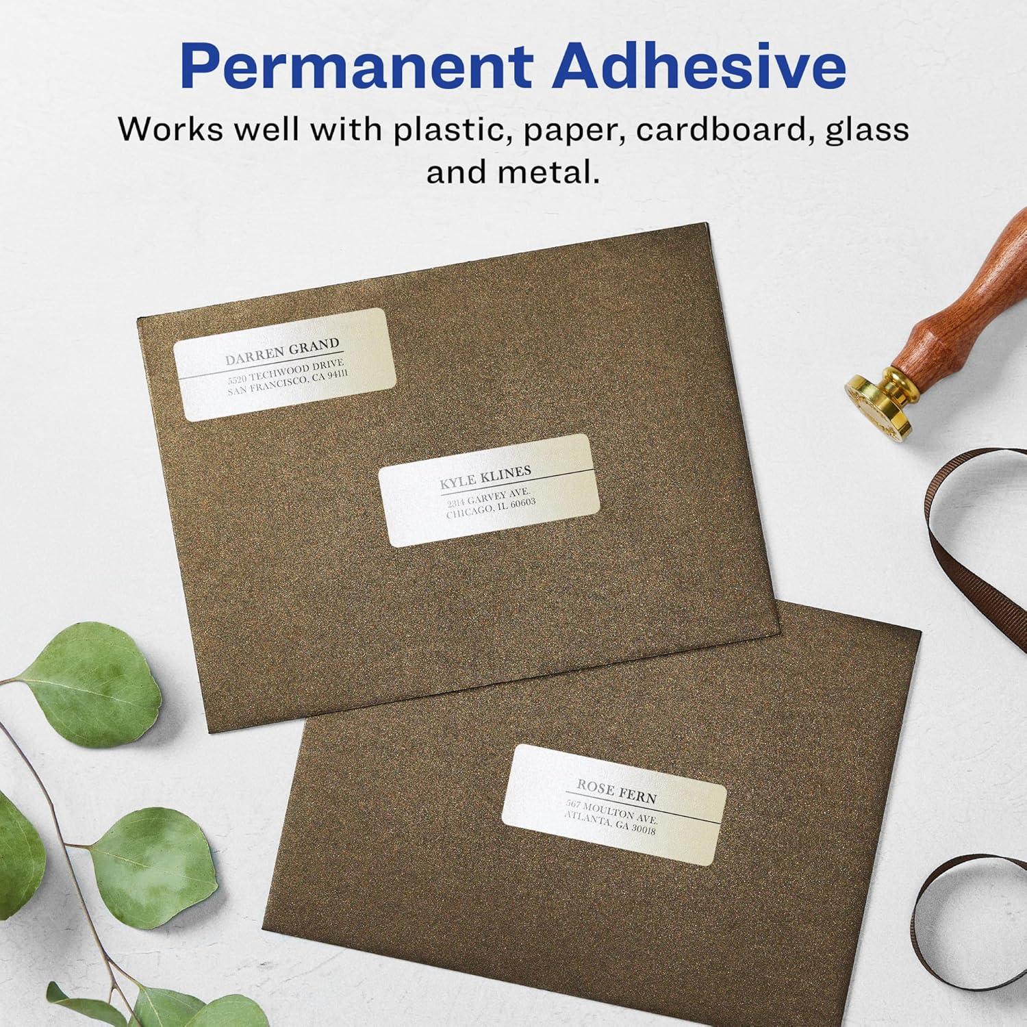 imageAvery Pearlized Ivory Rectangle Labels Sure Feed Technology 1quot x 25quot 240 Pearlized Ivory Labels LaserInkjet Printable600 labels
