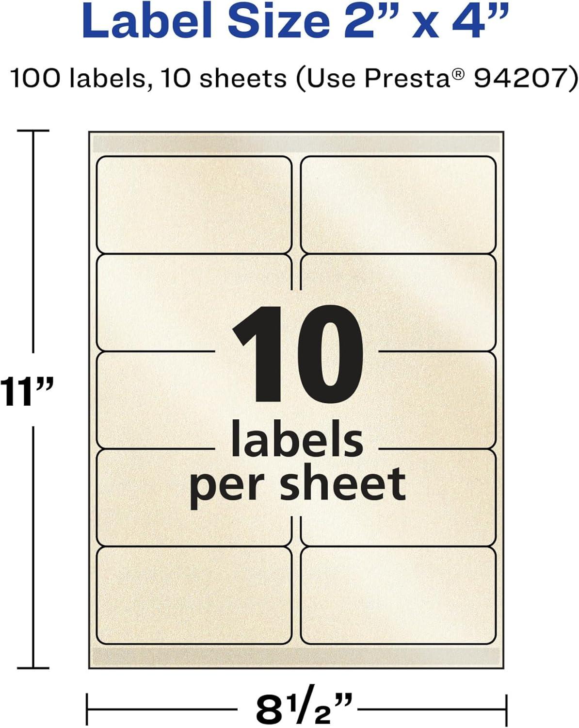 imageAvery Pearlized Ivory Rectangle Labels Sure Feed Technology 2quot x 4quot 100 Pearlized Ivory Labels LaserInkjet Printable100 labels