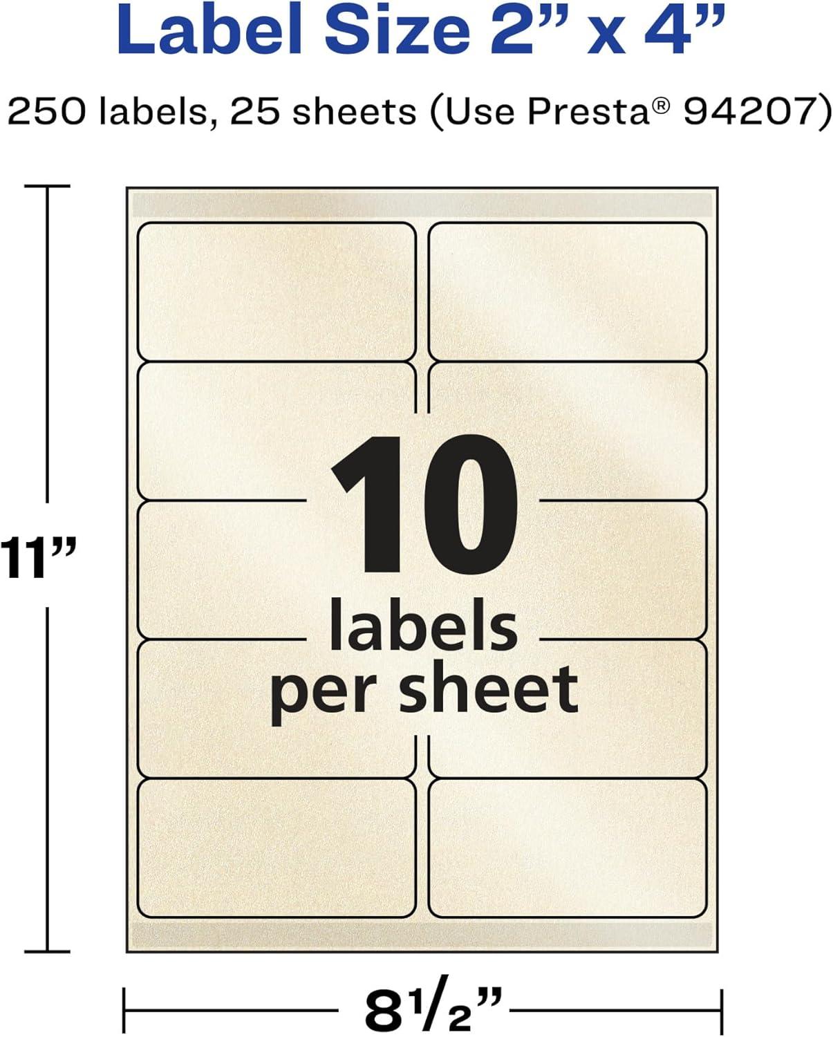 imageAvery Pearlized Ivory Rectangle Labels Sure Feed Technology 2quot x 4quot 100 Pearlized Ivory Labels LaserInkjet Printable250 labels