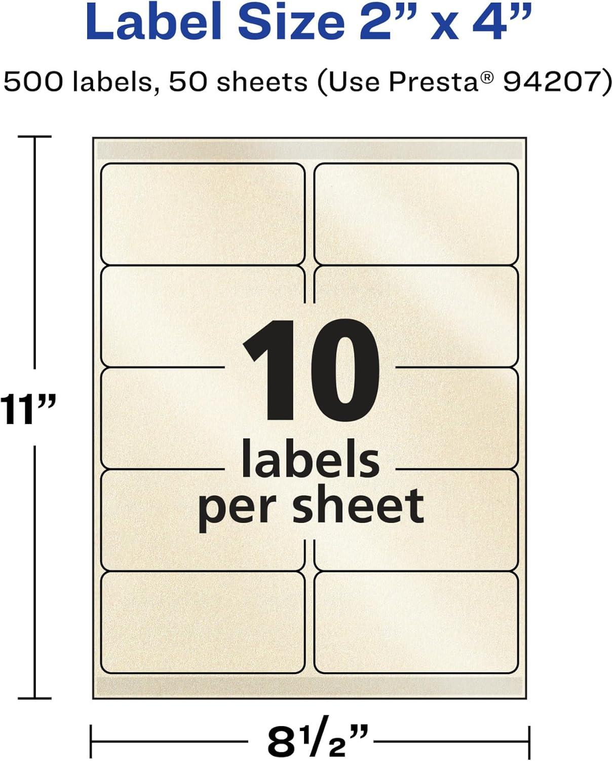 imageAvery Pearlized Ivory Rectangle Labels Sure Feed Technology 2quot x 4quot 100 Pearlized Ivory Labels LaserInkjet Printable500 labels