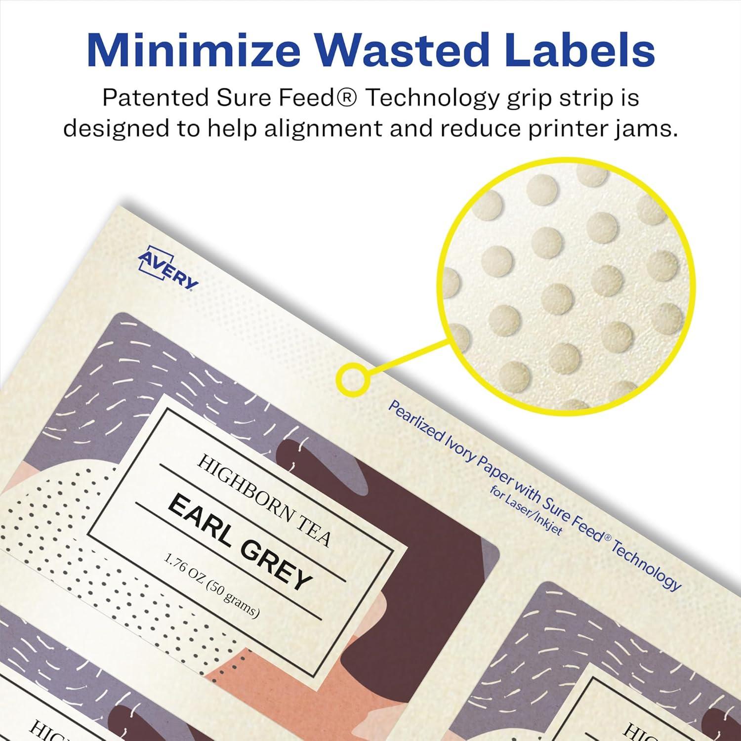 imageAvery Pearlized Ivory Rectangle Labels Sure Feed Technology 2quot x 4quot 100 Pearlized Ivory Labels LaserInkjet Printable500 labels