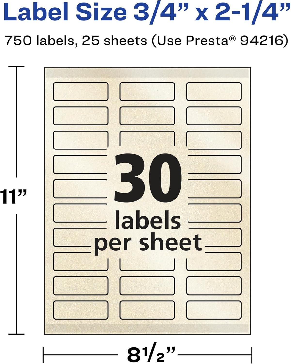 imageAvery Pearlized Ivory Rectangle Labels Sure Feed Technology PrinttoTheEdge 075quot x 225quot 300 Pearlized Ivory Labels LaserInkjet Printable750 labels