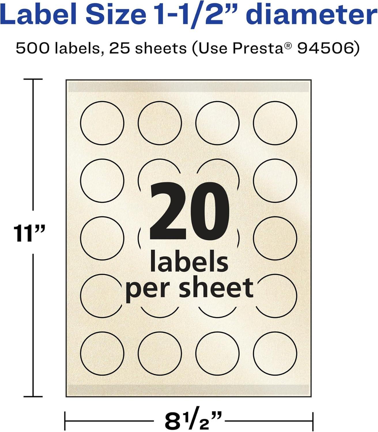imageAvery Pearlized Ivory Round Labels Sure Feed Technology PrinttoTheEdge 15quot Diameter 200 Pearlized Ivory Labels LaserInkjet Printable500 labels