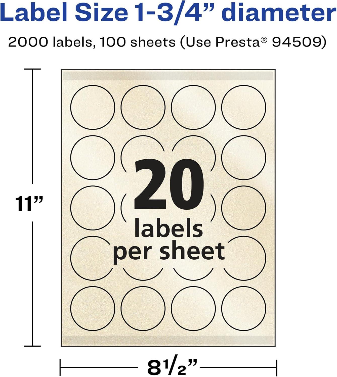 imageAvery Pearlized Ivory Round Labels Sure Feed Technology PrinttoTheEdge 175quot Diameter 200 Pearlized Ivory Labels LaserInkjet Printable2 000 labels