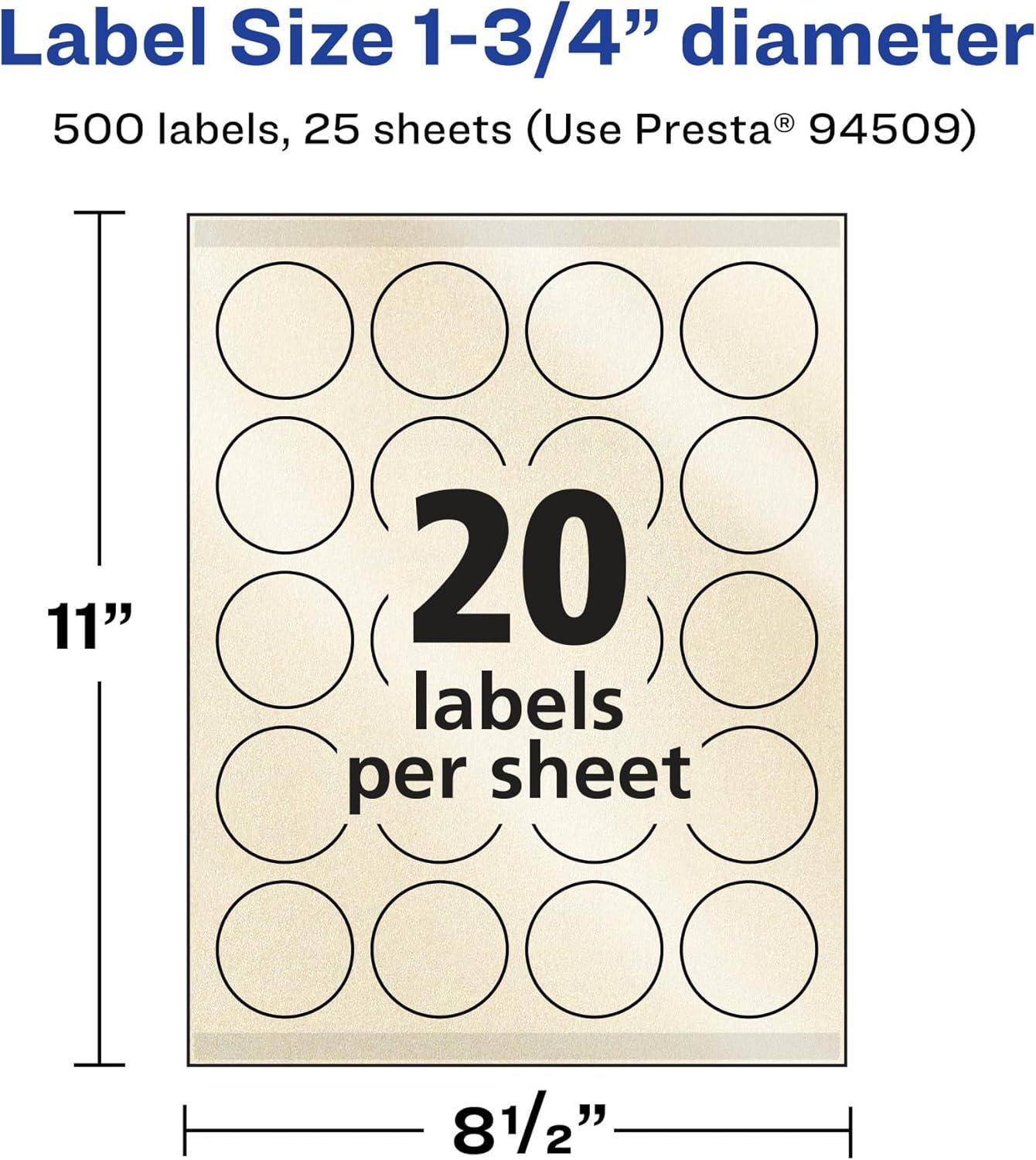 imageAvery Pearlized Ivory Round Labels Sure Feed Technology PrinttoTheEdge 175quot Diameter 200 Pearlized Ivory Labels LaserInkjet Printable500 labels