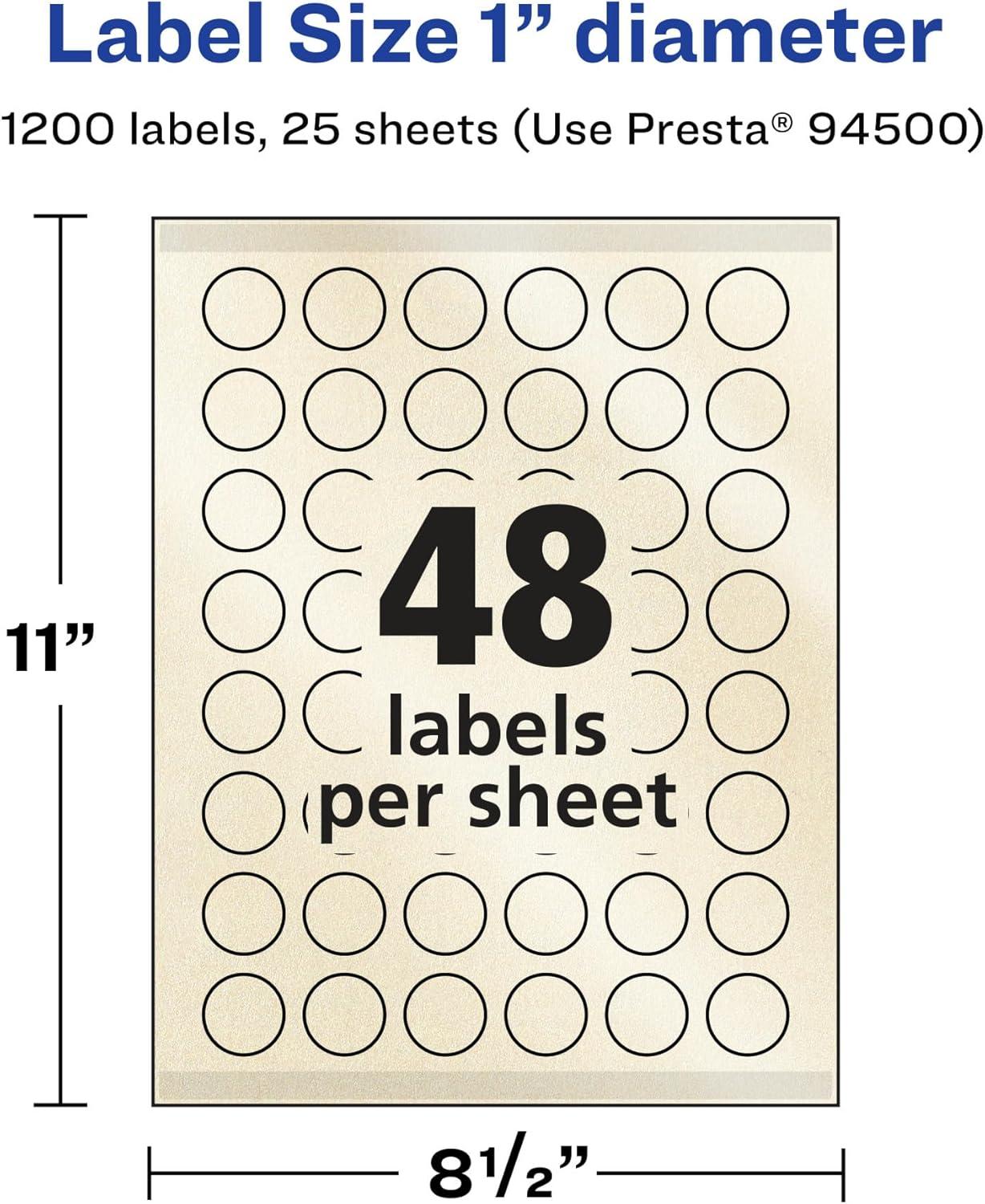 imageAvery Pearlized Ivory Round Labels Sure Feed Technology PrinttoTheEdge 1quot Diameter 480 Pearlized Ivory Labels LaserInkjet Printable1 200 labels