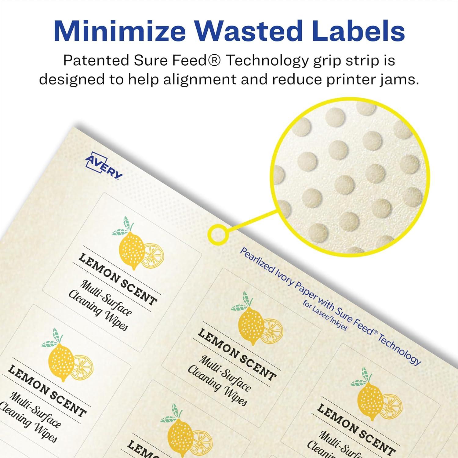 imageAvery Pearlized Ivory Square Labels Sure Feed Technology PrinttoTheEdge 15quot x 15quot 200 Pearlized Ivory Labels LaserInkjet Printable1 000 labels