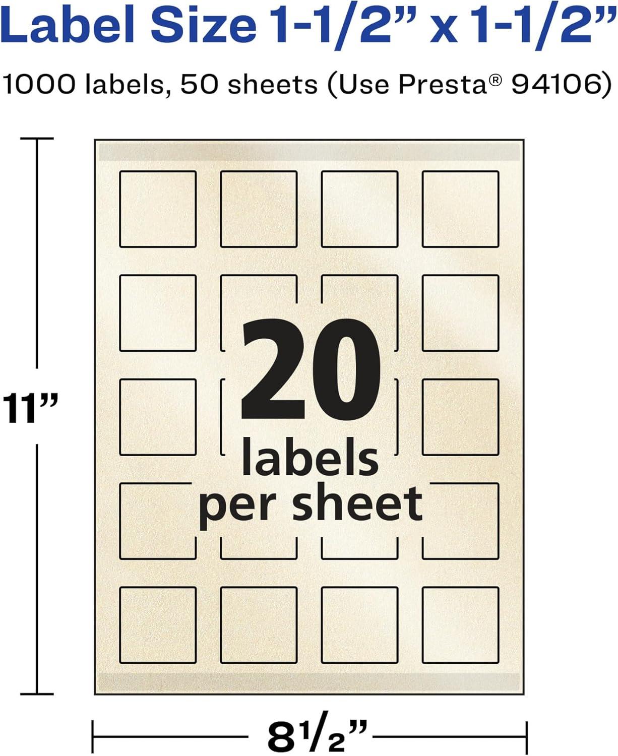 imageAvery Pearlized Ivory Square Labels Sure Feed Technology PrinttoTheEdge 15quot x 15quot 200 Pearlized Ivory Labels LaserInkjet Printable1 000 labels
