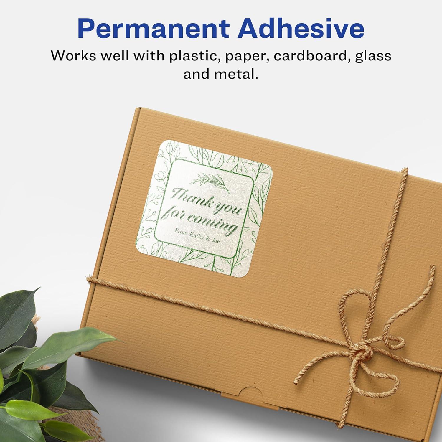 imageAvery Pearlized Ivory Square Labels Sure Feed Technology PrinttoTheEdge 15quot x 15quot 200 Pearlized Ivory Labels LaserInkjet Printable1 000 labels
