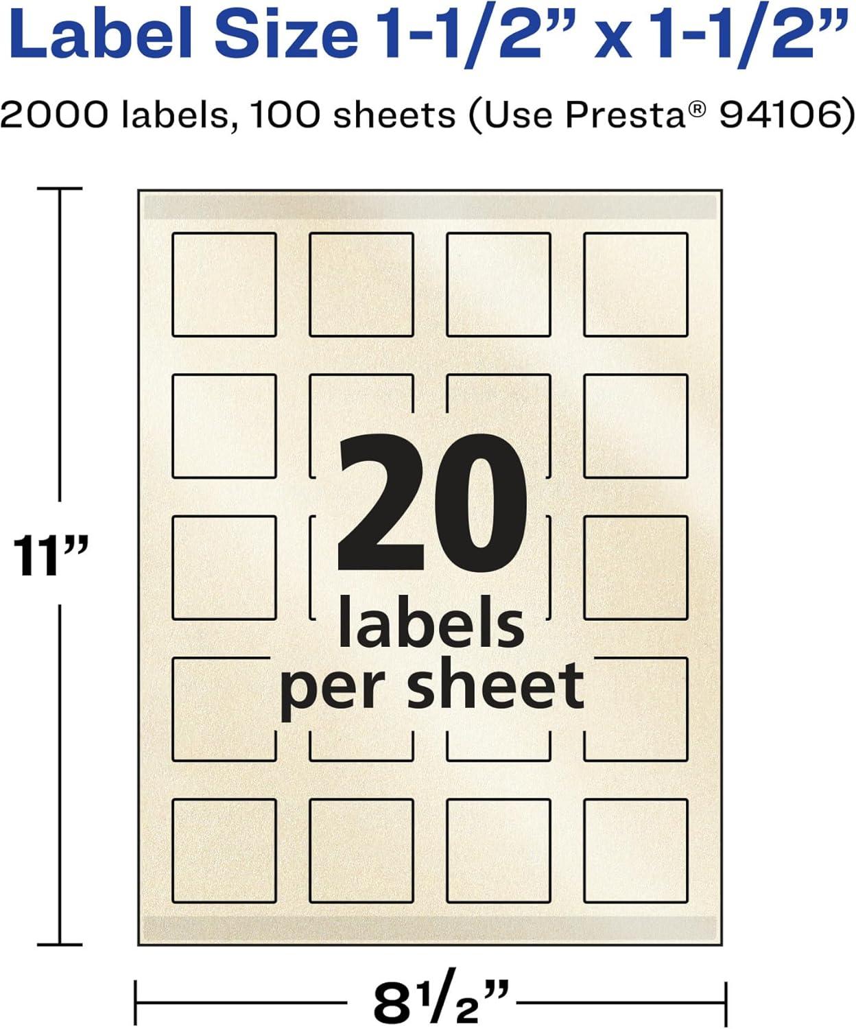 imageAvery Pearlized Ivory Square Labels Sure Feed Technology PrinttoTheEdge 15quot x 15quot 200 Pearlized Ivory Labels LaserInkjet Printable2 000 labels