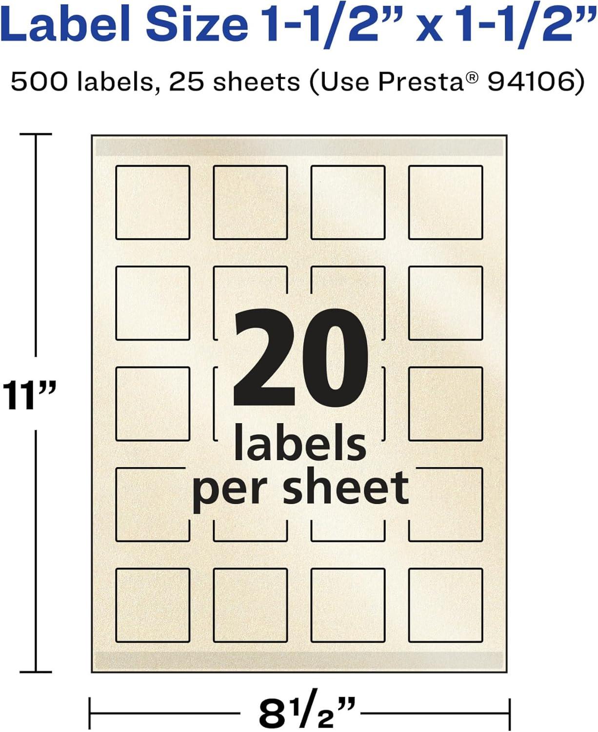 imageAvery Pearlized Ivory Square Labels Sure Feed Technology PrinttoTheEdge 15quot x 15quot 200 Pearlized Ivory Labels LaserInkjet Printable500 labels
