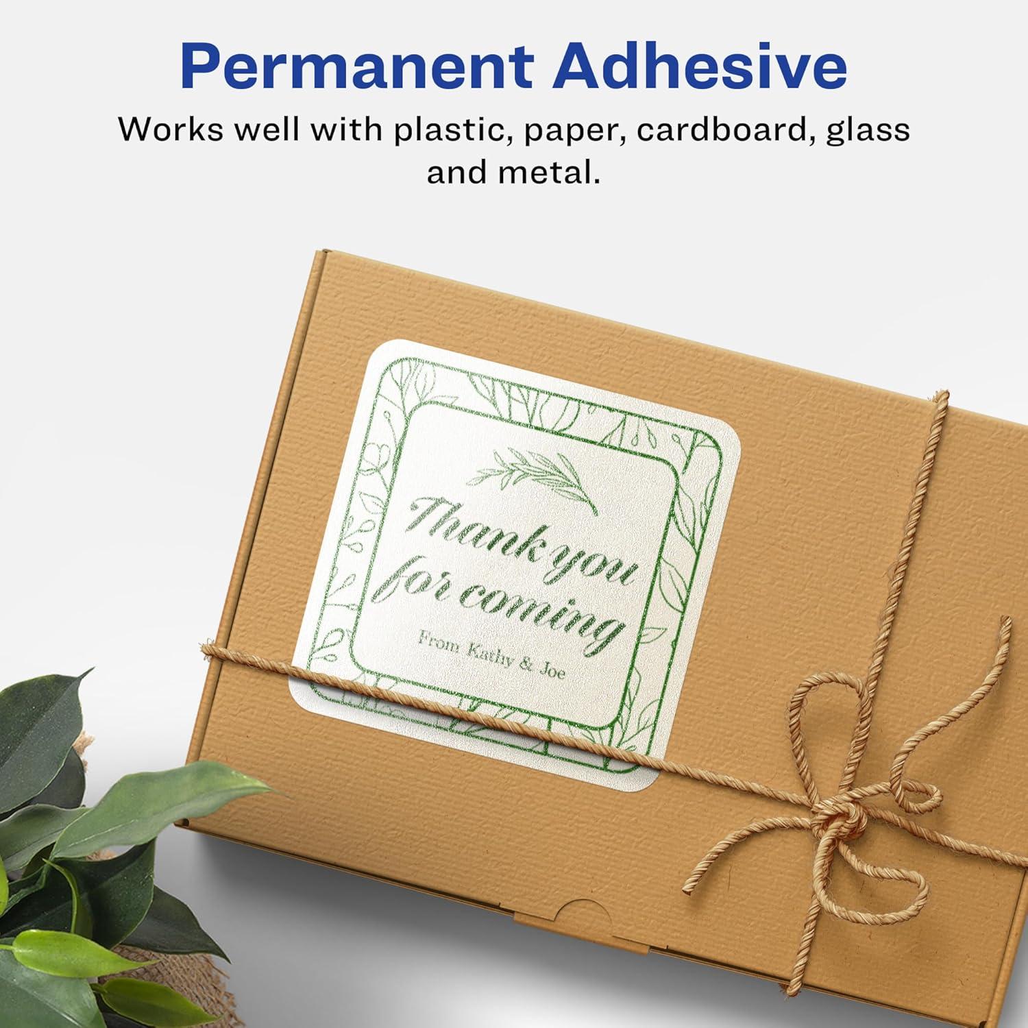 imageAvery Pearlized Ivory Square Labels Sure Feed Technology PrinttoTheEdge 3quot x 3quot 60 Pearlized Ivory Labels LaserInkjet Printable600 labels