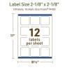 imageAvery Dissolvable Square Labels Sure Feed Technology 218quot x 218quot Matte White PrinttoTheEdge LaserInkjet Printable 120 Labels Total120 labels