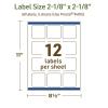 imageAvery Dissolvable Square Labels Sure Feed Technology 218quot x 218quot Matte White PrinttoTheEdge LaserInkjet Printable 120 Labels Total60 labels