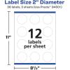 imageAvery Durable Removable Round Labels Sure Feed Technology 2quot Diameter Matte White Film WaterResistant PrinttoTheEdge LaserPigmentBased Inkjet Printable 96 Total36 labels