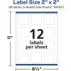 imageAvery Durable Removable Square Labels Sure Feed Technology 2quot x 2quot Matte White Film WaterResistant PrinttoTheEdge LaserPigmentBased Inkjet Printable 96 Total36 labels