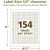 imageAvery EcoFriendly Matte White Recycled Round Labels 05quot Diameter PrinttoTheEdge Matte White Labels Permanent Adhesive LaserInkjet Printable 1540 Total15 400 labels