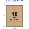 imageAvery Kraft Brown Rectangle Labels Sure Feed Technology 2quot x 4quot 150 Kraft Brown Labels LaserInkjet Printable250 labels