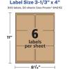 imageAvery Kraft Brown Rectangle Labels Sure Feed Technology 313quot x 4quot 90 Kraft Brown Labels LaserInkjet Printable300 labels