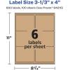 imageAvery Kraft Brown Rectangle Labels Sure Feed Technology 313quot x 4quot 90 Kraft Brown Labels LaserInkjet Printable600 labels