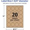 imageAvery Kraft Brown Round Labels Sure Feed Technology 175quot Diameter 300 Kraft Brown Labels PrinttoTheEdge LaserInkjet Printable300 labels
