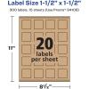 imageAvery Kraft Brown Square Labels Sure Feed Technology 15quot x 15quot 300 Kraft Brown Labels PrinttoTheEdge LaserInkjet Printable300 labels
