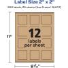 imageAvery Kraft Brown Square Labels Sure Feed Technology 2quot x 2quot 300 Kraft Brown Labels PrinttoTheEdge LaserInkjet Printable300 labels