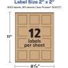imageAvery Kraft Brown Square Labels Sure Feed Technology 2quot x 2quot 300 Kraft Brown Labels PrinttoTheEdge LaserInkjet Printable600 labels