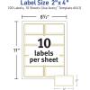 imageAvery Printable Rectangle Labels 2quot x 4quot Blank Labels Shipping Matte White Metallic Gold Border Permanent Adhesive LaserInkjet Printable 100 Total 6541Matte White Gold Borders