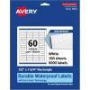 imageAvery Durable Waterproof Rectangle Labels Sure Feed Technology 05quot x 175quot 600 Total Oil and TearResistant Waterproof Labels PrinttoTheEdge LaserPigmentBased Inkjet Printable6 000 labels