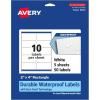 imageAvery Durable Waterproof Rectangle Labels Sure Feed Technology 2quot x 4quot 500 Total Oil and TearResistant Waterproof LaserPigmentBased Inkjet Printable50 labels