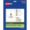 imageAvery EcoFriendly Matte White Recycled Square Labels 4quot x 4quot Matte White Labels Permanent Adhesive LaserInkjet Printable 40 Total40 labels