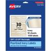 imageAvery Pearlized Ivory Rectangle Labels Sure Feed Technology PrinttoTheEdge 075quot x 225quot 300 Pearlized Ivory Labels LaserInkjet Printable1 500 labels
