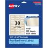 imageAvery Pearlized Ivory Rectangle Labels Sure Feed Technology PrinttoTheEdge 075quot x 225quot 300 Pearlized Ivory Labels LaserInkjet Printable3 000 labels