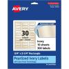 imageAvery Pearlized Ivory Rectangle Labels Sure Feed Technology PrinttoTheEdge 075quot x 225quot 300 Pearlized Ivory Labels LaserInkjet Printable300 labels