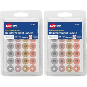 imageAvery Reinforcement Labels 14quot Diameter Permanent Adhesive Assorted Metallic Colors NonPrintable 280 Page Reinforcement Stickers 5745One Size Pack of 2