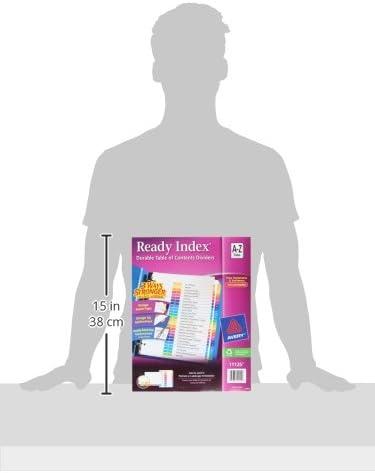 imageAvery AZ Dividers for 3 Ring Binders 26 Tabs per Set Customizable Table of Contents Multicolor Tabs Great for Organizing Reports Projects and More 111250281 H x 110 L x 110 W Pack of 12
