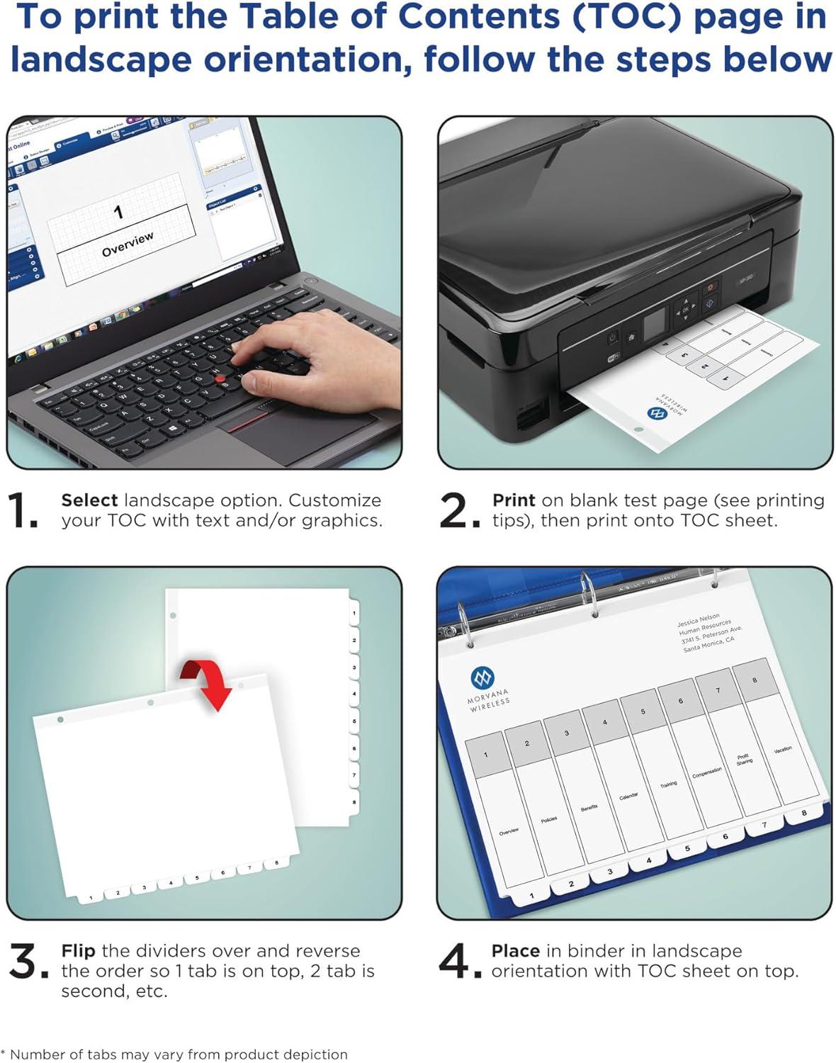 imageAvery AZ Dividers for 3 Ring Binders 26 Tabs per Set Customizable Table of Contents Multicolor Tabs Great for Organizing Reports Projects and More 111250281 H x 110 L x 110 W