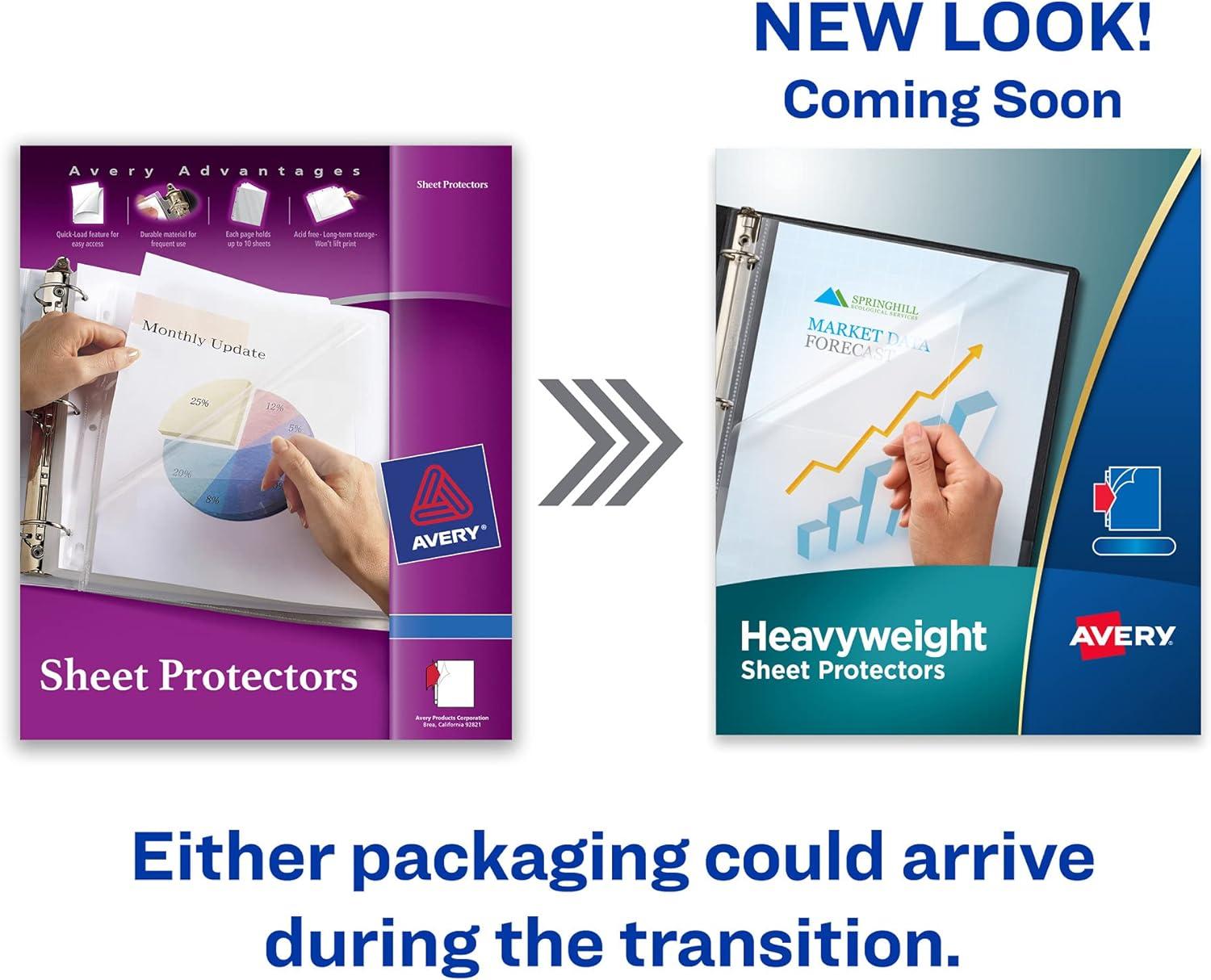 imageAvery Clear Heavyweight Sheet Protectors NonGlare Easy Load 200 Document Protectors 7440150 pack