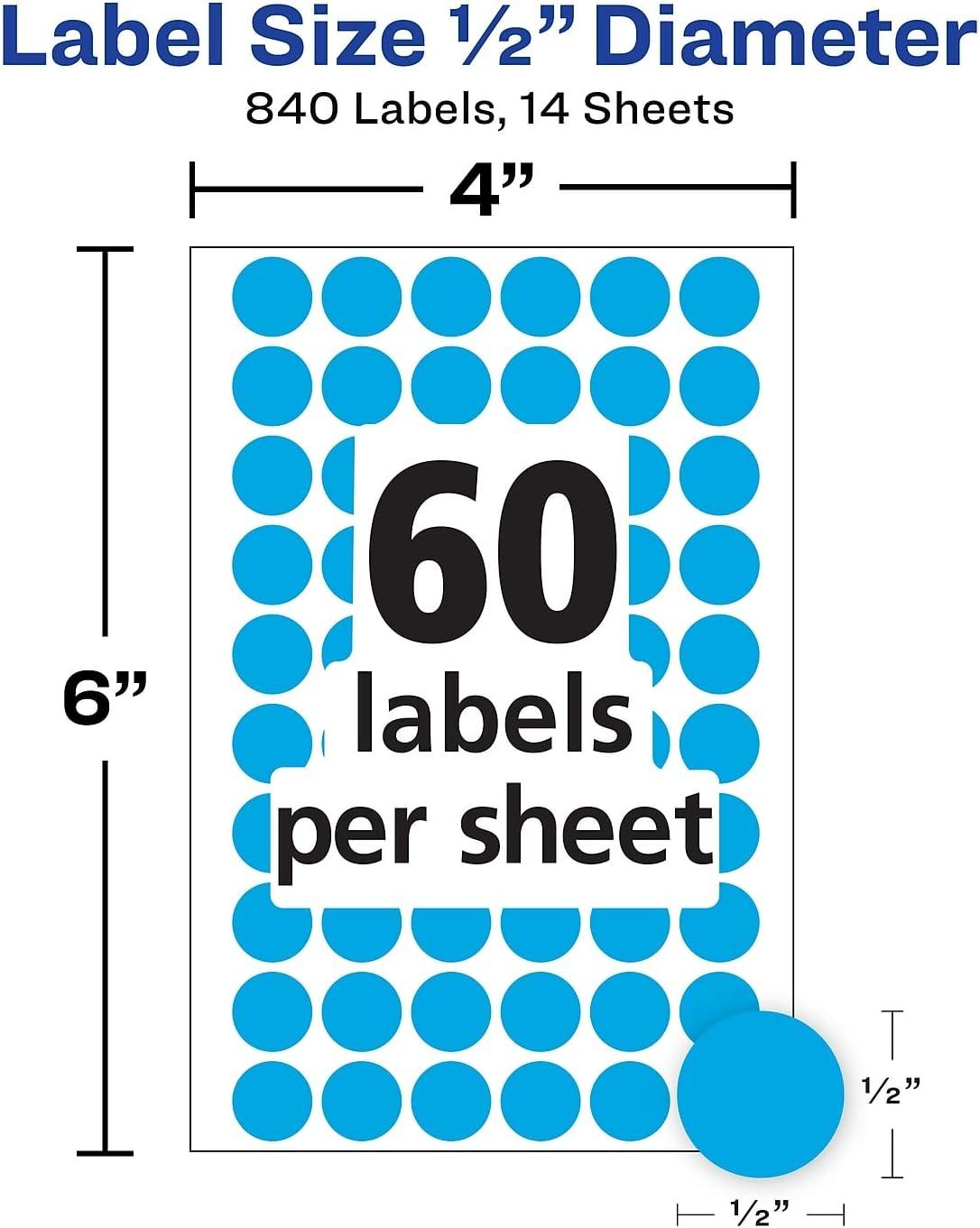 imageAvery ColorCoding Removable Labels 12 Inch Round Stickers Light Blue NonPrintable 840 Dot Stickers Total 5050One Size