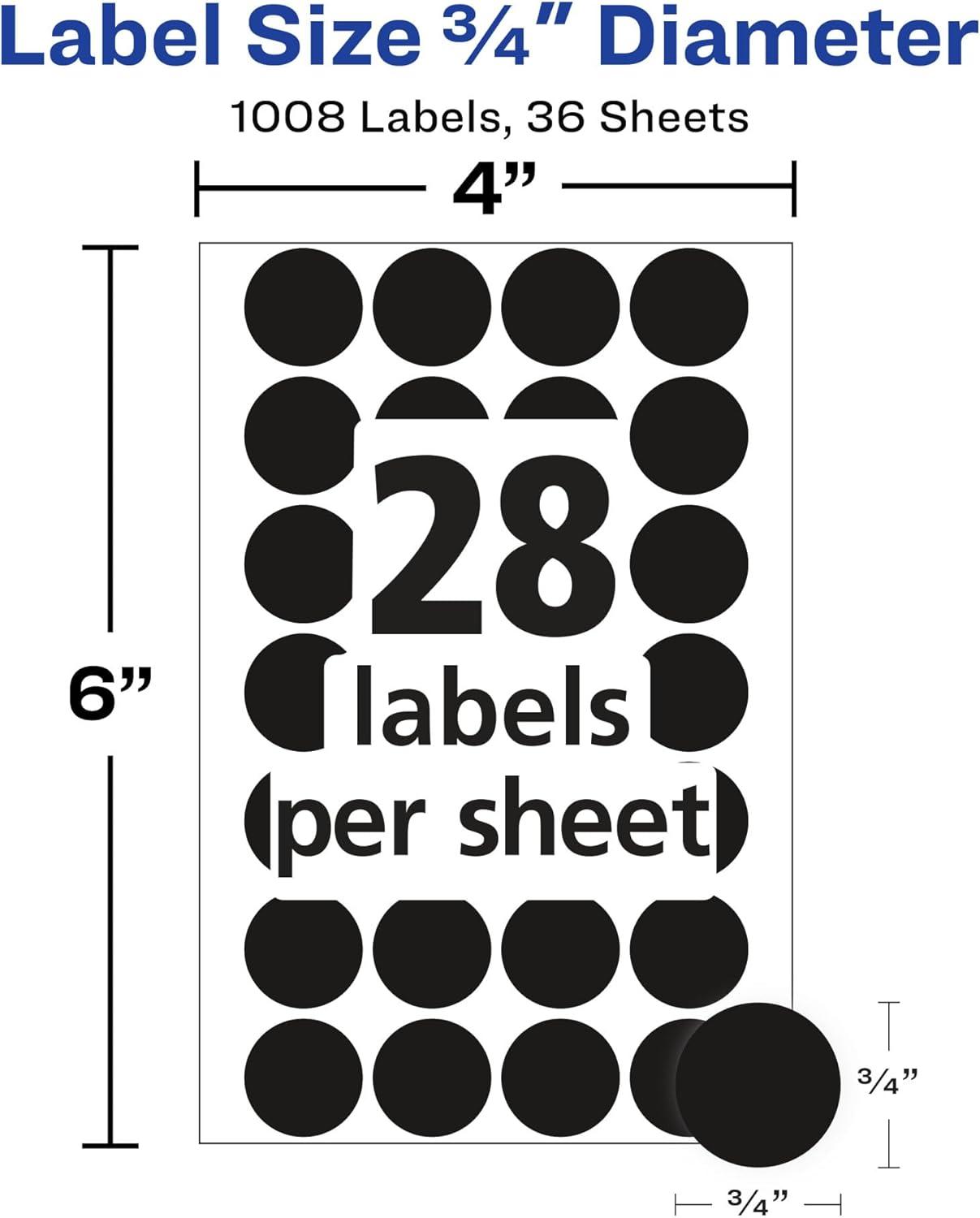 imageAvery ColorCoding Removable Labels 34 Inch Round Labels Black NonPrintable 1008 Dot Stickers Total 5459