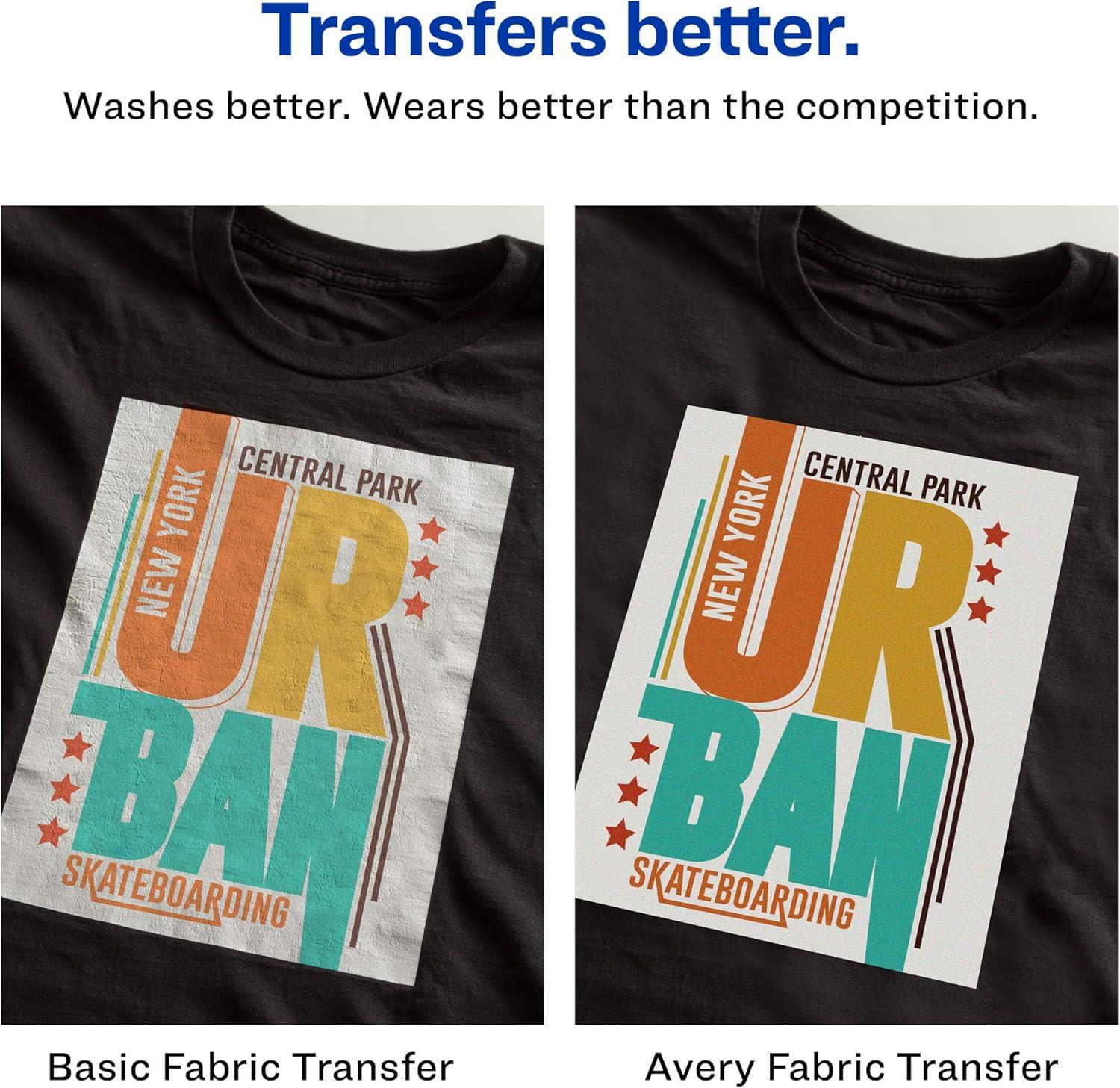 imageAvery Dark Transfer Paper for TShirts 3quot x 3quot Pre DieCut IronOn Square Transfers PrinttotheEdge 3 Sheets of Heat Transfer Paper 18 Total 02231