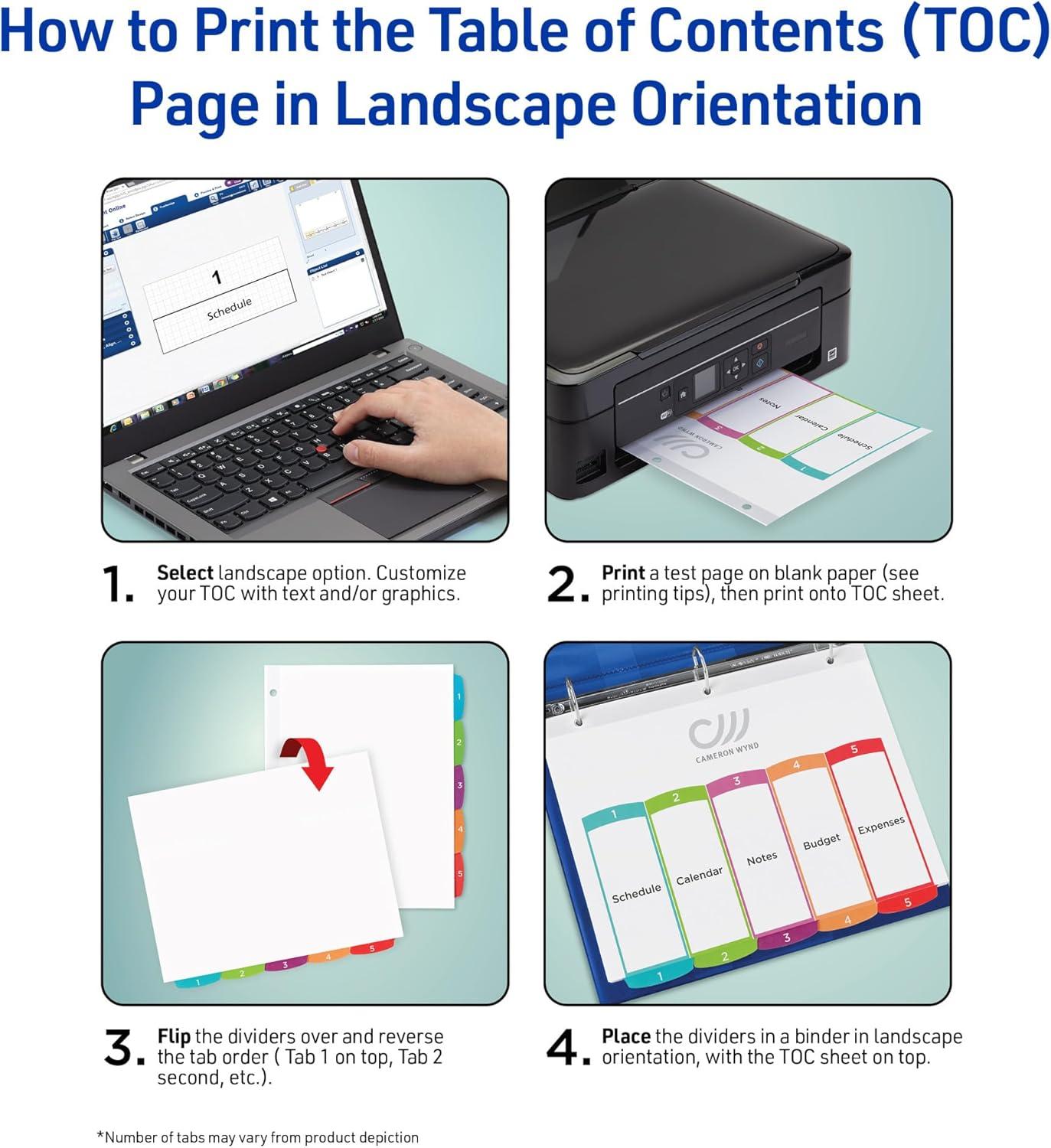 imageAvery Dividers for 3 Ring Binders 5 Tabs per Set Customizable Table of Contents Multicolor Arched Tabs Great for Organizing Reports Projects and More 11840Pack of 1