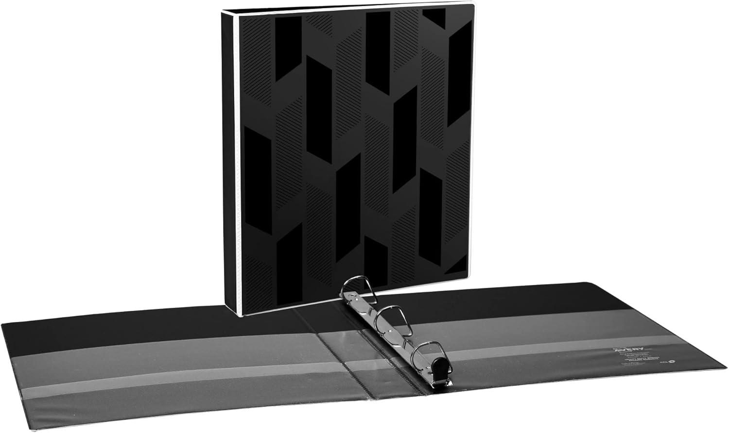 imageAvery Dual Effect HeavyDuty 3 Ring Binder 1 Inch Slant Rings Black Binder 03218Black