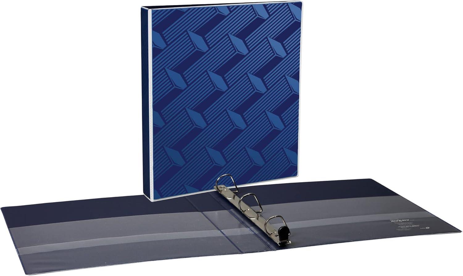 imageAvery Dual Effect HeavyDuty 3 Ring Binder 1 Inch Slant Rings Black Binder 03218Navy Blue