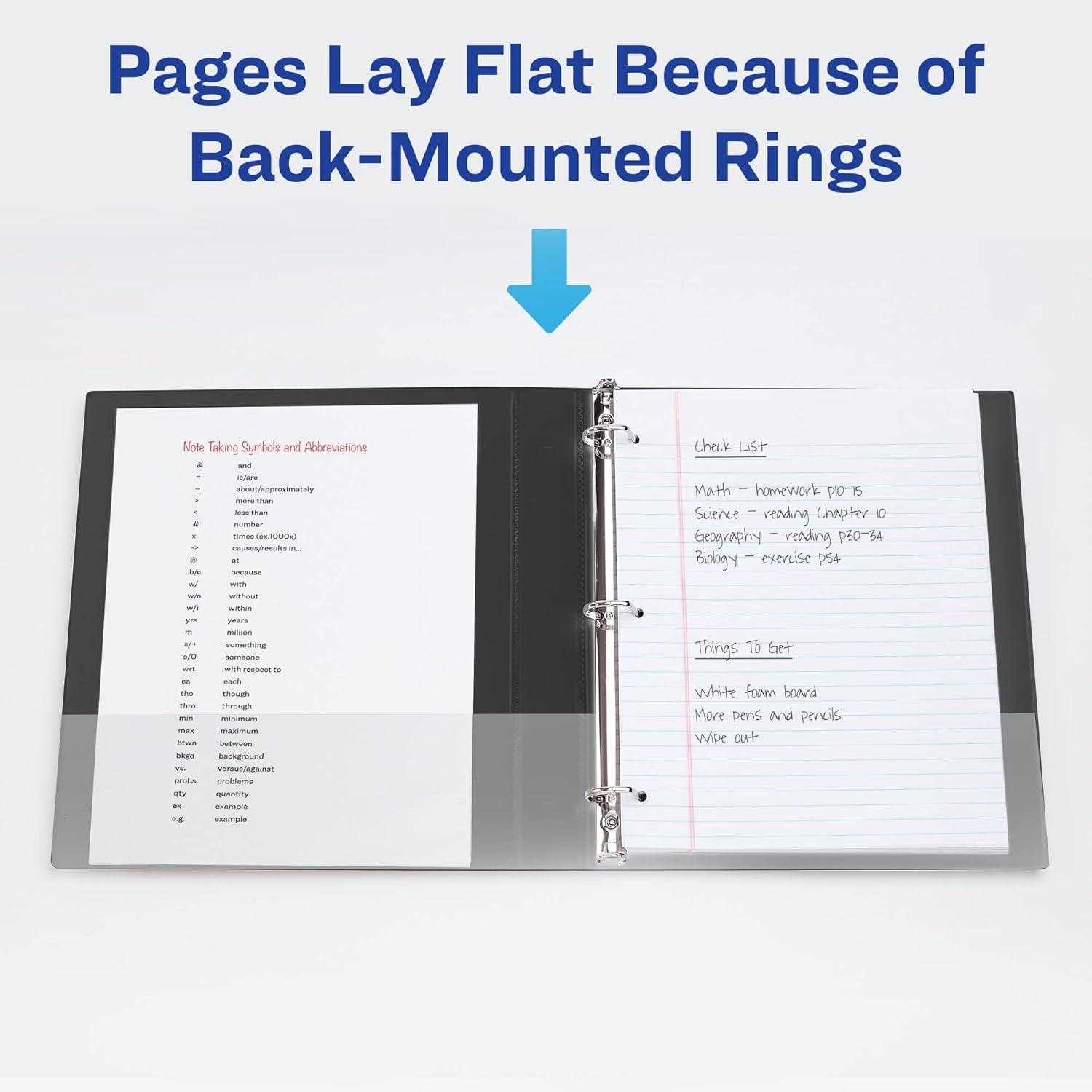 imageAvery Dual Effect HeavyDuty 3 Ring Binder 1 Inch Slant Rings Black Binder 03218Navy Blue
