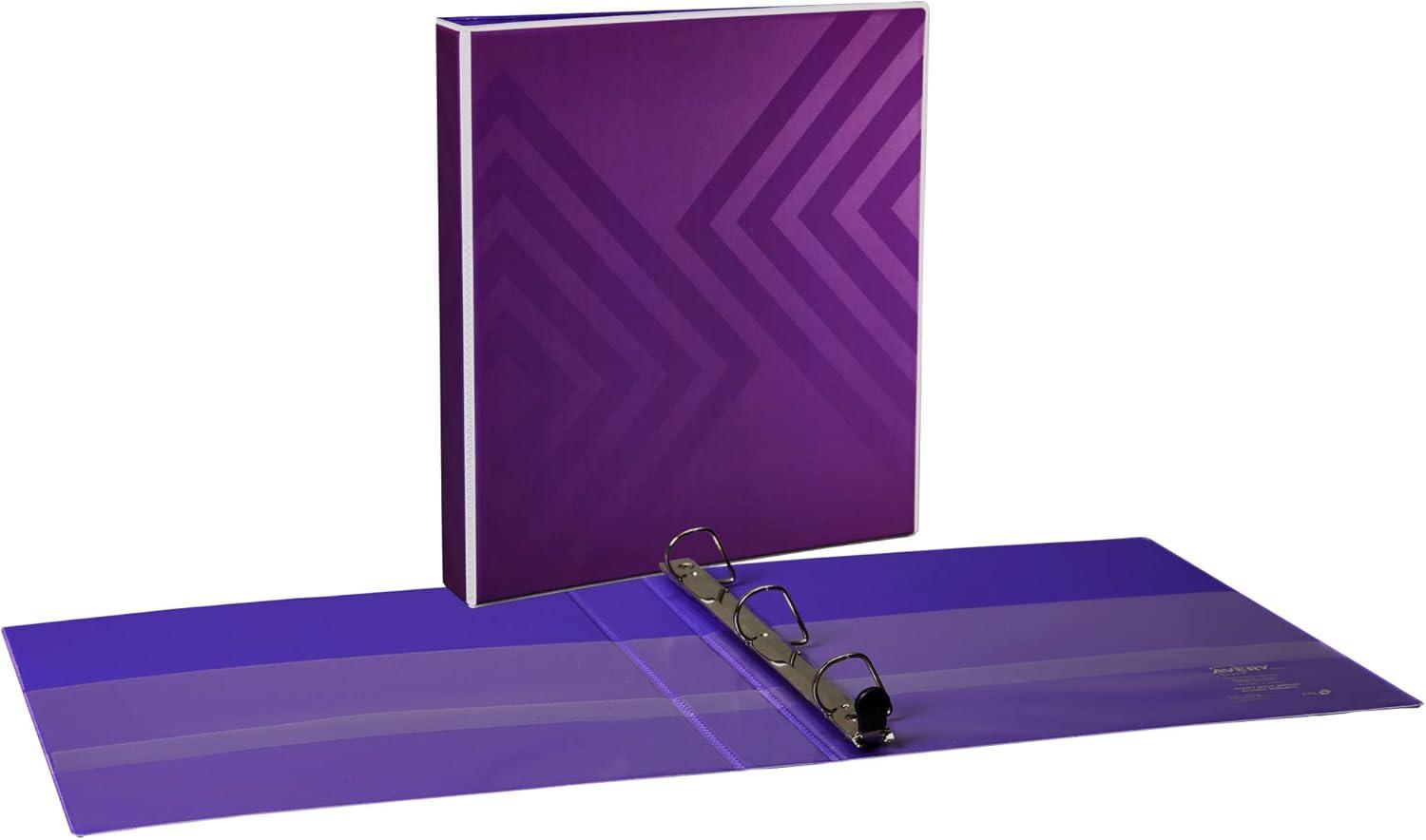 imageAvery Dual Effect HeavyDuty 3 Ring Binder 1 Inch Slant Rings Black Binder 03218Plum Purple