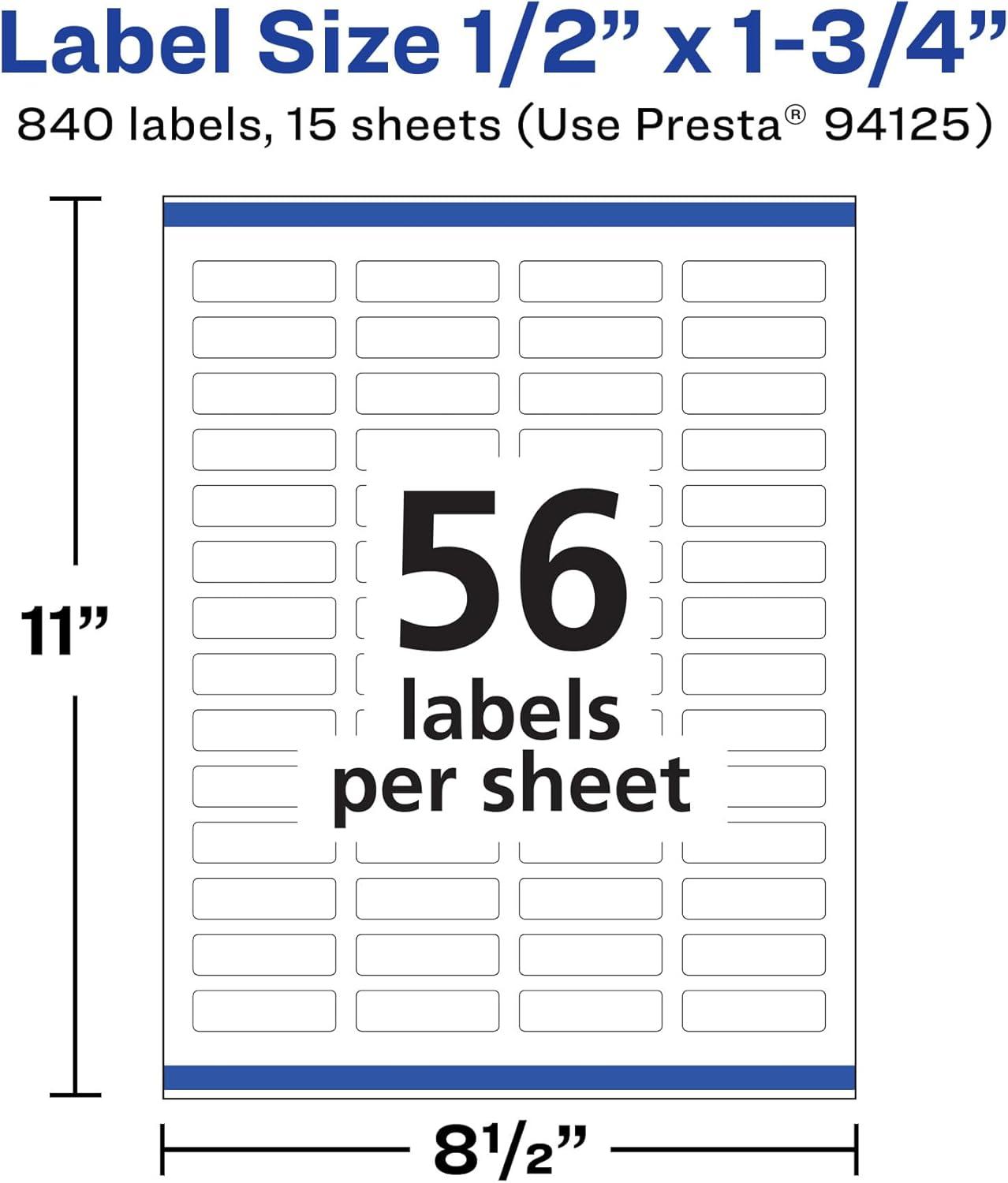 imageAvery Durable Removable Rectangle Labels Sure Feed Technology 05quot x 175quot Matte White Film WaterResistant PrinttoTheEdge LaserPigmentBased Inkjet 1400 Total840 labels