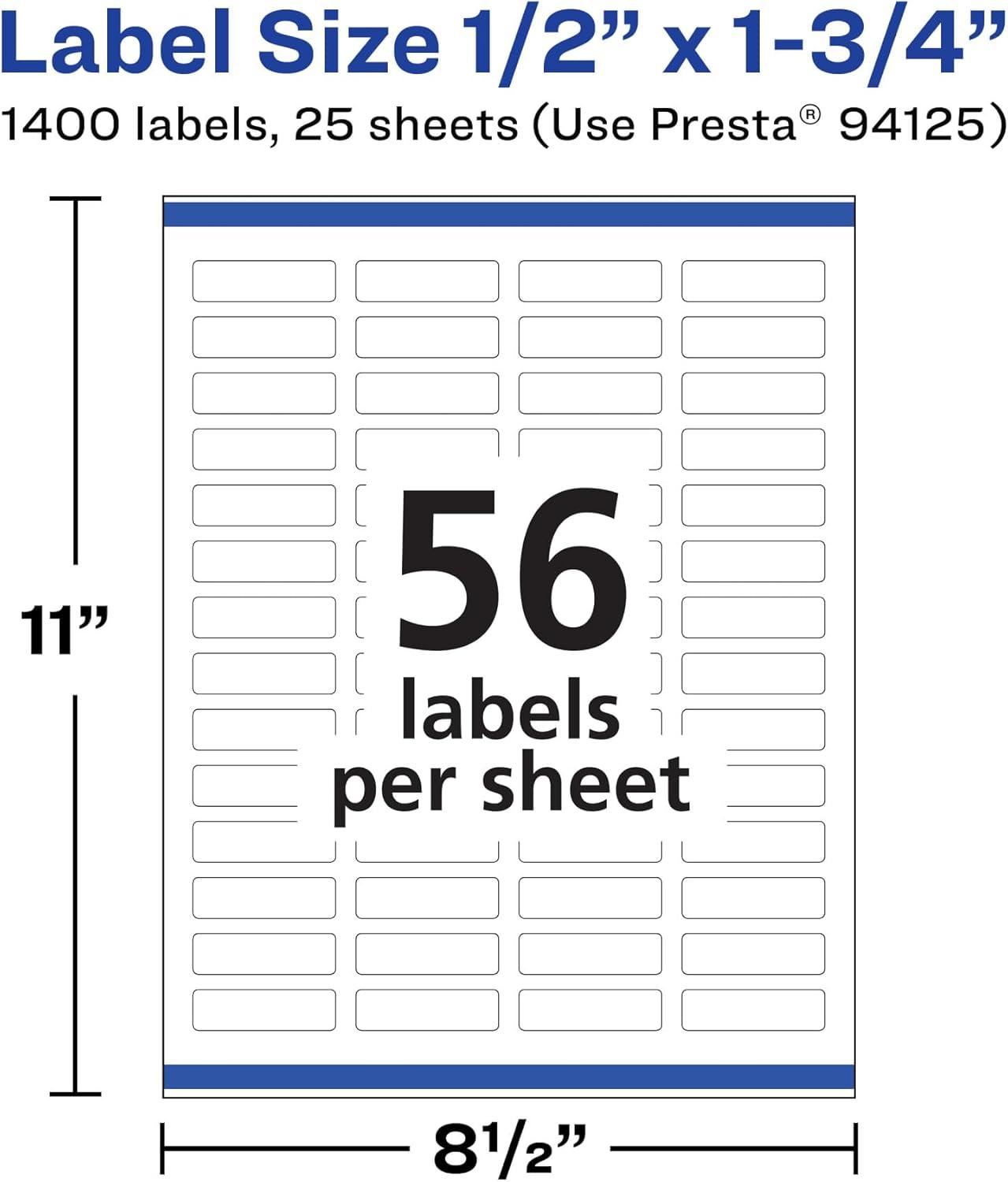 imageAvery Durable Removable Rectangle Labels Sure Feed Technology 05quot x 175quot Matte White Film WaterResistant PrinttoTheEdge LaserPigmentBased Inkjet 1400 Total1 400 labels